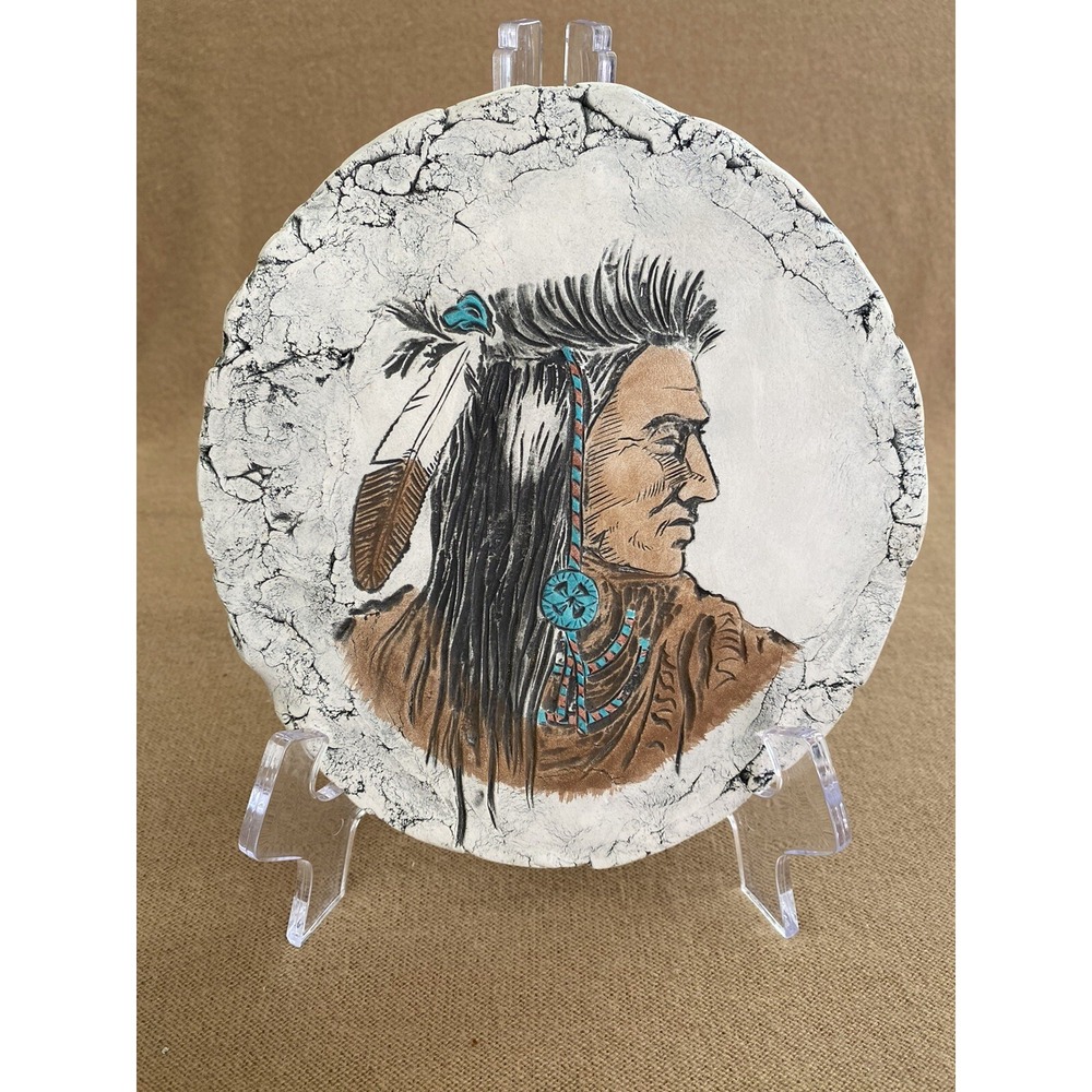 Vintage Native American Pottery Indian Plaque Mt Ranier Shapes of Clay by Stan